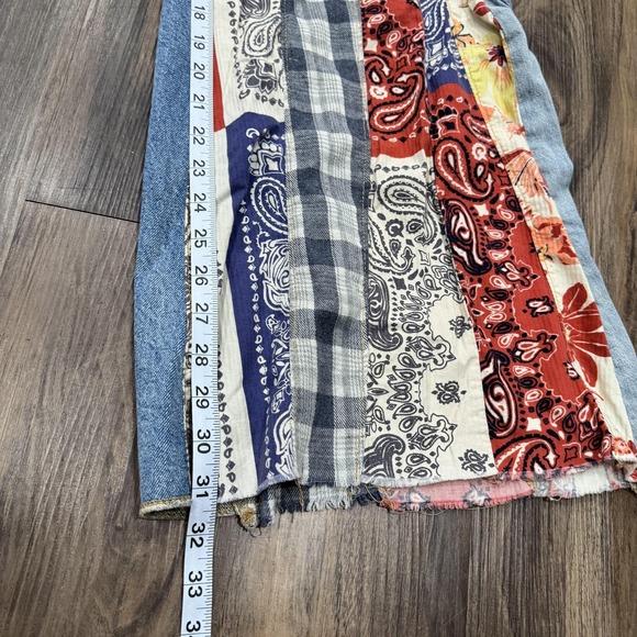 Free People We The Free Cortez Pieced Jeans Women's 25 Multi Patchwork Flare - Picture 14 of 16